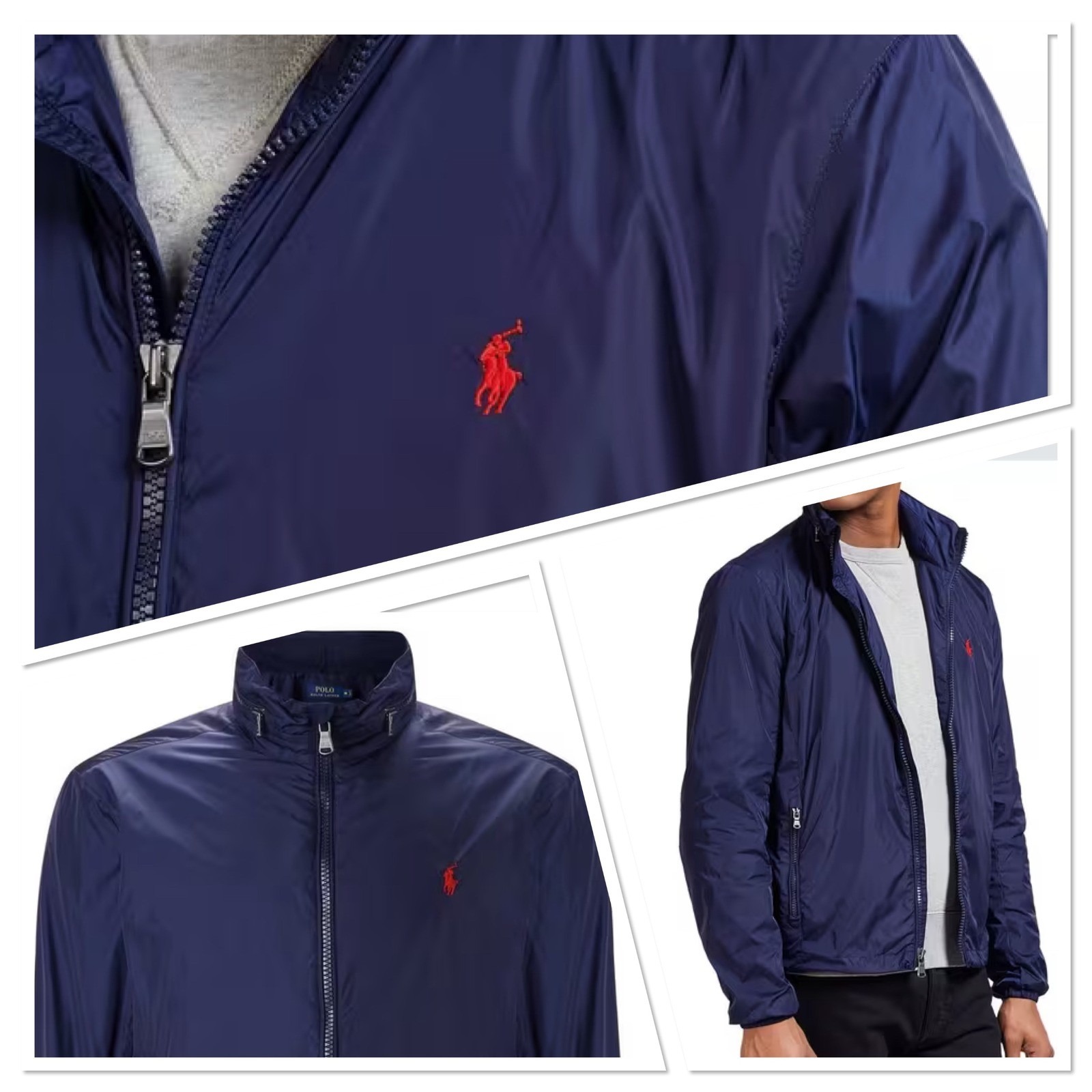 Polo Ralph Lauren Retford Shell Jacket Navy Blue Windbreaker Packable Hooded Xl